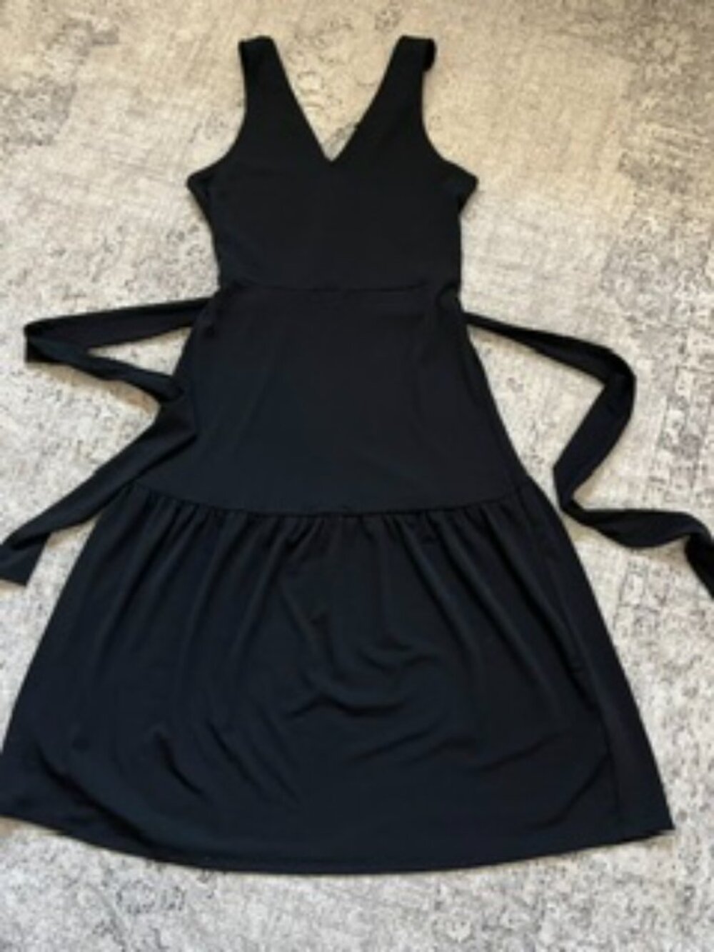 Banana Republic Black Tie Waist Sash Tiered Midi Dress Petite XS - Picture 3 of 7